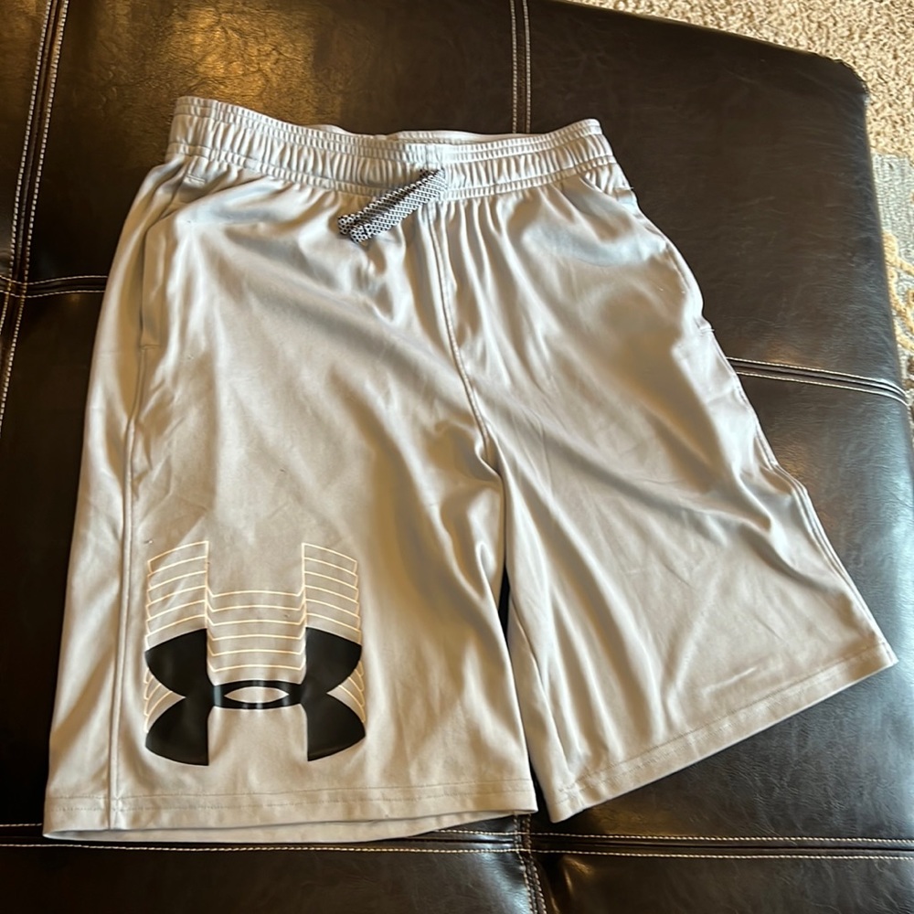 Under Armour grey athletic shorts.